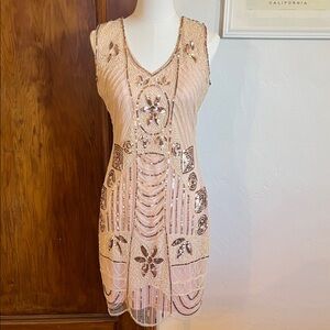 Vintage-Inspired Sequin Beaded Flapper Dress — Size M